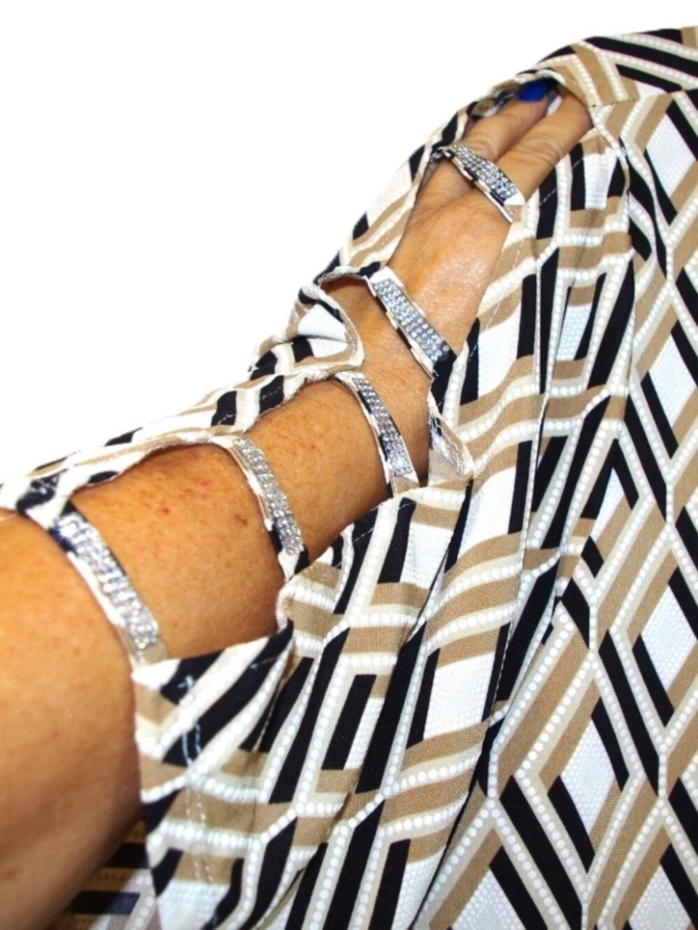 BYdesign Top 3X NORDSTROM Womens Blouse Cold Shoulder Rhinestone Strappy Sleeve